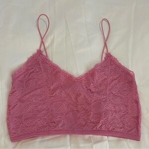 Zara Pink floral lace crop top size M-L